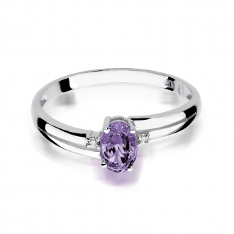 Pierścionek z białego złota z tanzanitem i brylantami BD68TZ/W