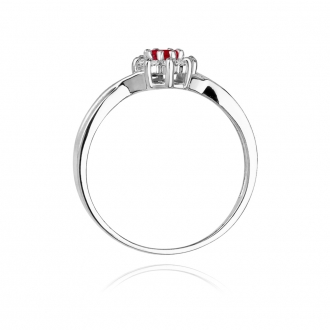 Złoty pierścionek z rubinem i brylantami BD72R
