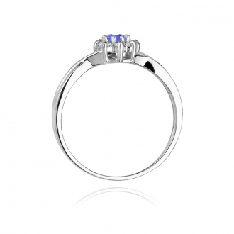 Pierścionek z białego złota z tanzanitem i brylantami BD72TZ/W