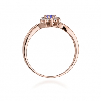Pierścionek z różowego złota z tanzanitem i brylantami BD72TZ/R