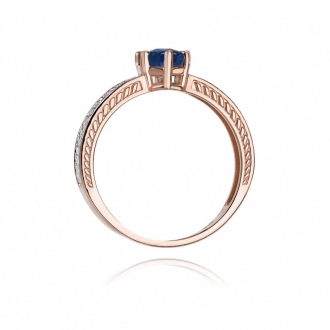 Pierścionek z różowego złota z szafirem i brylantami BD75S/R