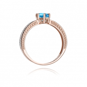 Pierścionek z różowego złota z topazem i brylantami BD75T/R