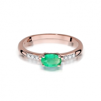 Pierścionek z różowego złota ze szmaragdem i brylantami BD77SM/R