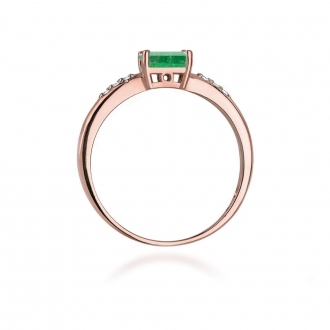 Pierścionek z różowego złota ze szmaragdem i brylantami BD77SM/R