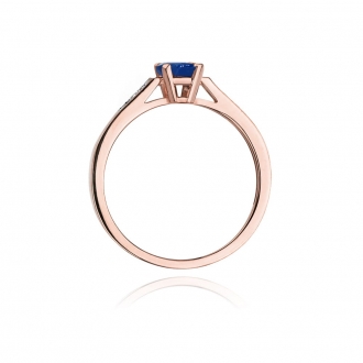 Pierścionek z różowego złota z szafirem i brylantami BD78S/R