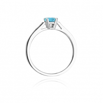 Pierścionek zaręczynowy z białego złota z topazem i brylantami BD78T/W