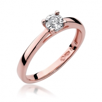 Pierścionek z różowego złota z brylantem 0.08ct BD7/R