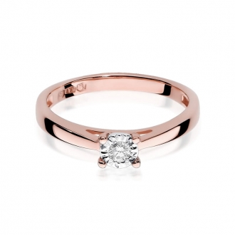 Pierścionek z różowego złota z brylantem 0.08ct BD7/R