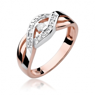 Pierścionek z różowego złota z brylantami 0.10ct BD83/R