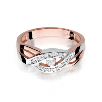Pierścionek z różowego złota z brylantami 0.10ct BD83/R