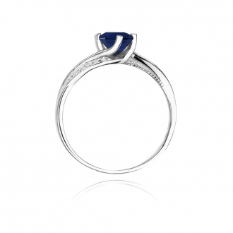 Pierścionek zaręczynowy z białego złota z szafirem i brylantami BD84S/W
