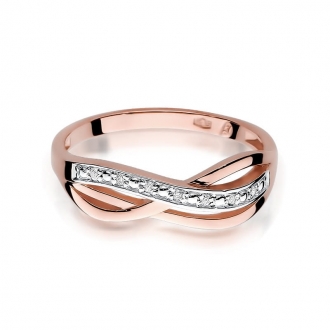 Pierścionek z różówego złota z brylantami 0.06ct BD90/R