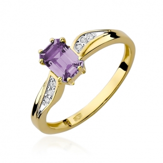 Pierścionek zaręczynowy z ametystem i brylantami BD94A