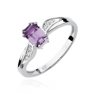 Pierścionek zaręczynowy z ametystem i brylantami BD94A
