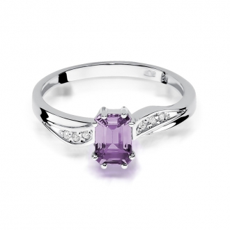 Pierścionek zaręczynowy z ametystem i brylantami BD94A