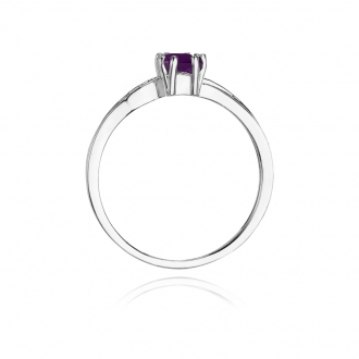 Pierścionek zaręczynowy z ametystem i brylantami BD94A