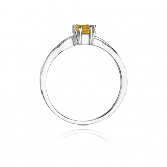Pierścionek z białego złota z cytrynem i brylantami BD94C/W