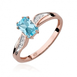 Pierścionek z różowego złota z topazem i brylantami BD94T/R