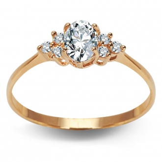 Złoty pierścionek z cyrkoniami