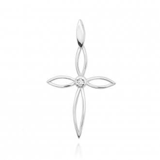 Złota zawieszka krzyżyk z brylantem 0,02ct KBD029