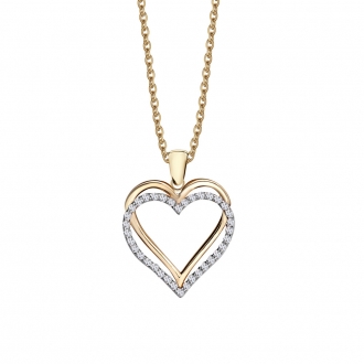 Złota zawieszka wisiorek podwójne serce