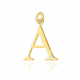 Złota zawieszka mała literka A z brylantem 0,005ct ZBD069A
