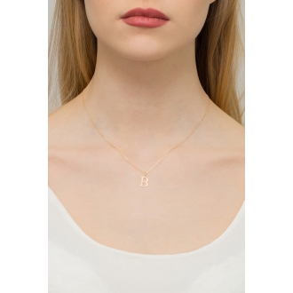 Złota zawieszka mała literka B z brylantem 0,005ct ZBD069B