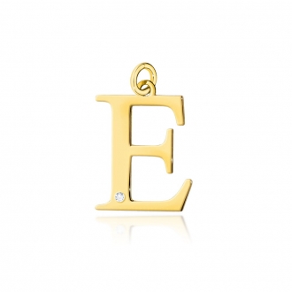 Złota zawieszka mała literka E z brylantem 0,005ct ZBD069E