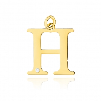 Złota zawieszka mała literka H z brylantem 0,005ct ZBD069H