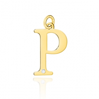 Złota zawieszka mała literka P z brylantem 0,005ct ZBD069P