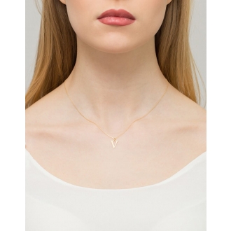 Złota zawieszka mała literka V z brylantem 0,005ct ZBD069V