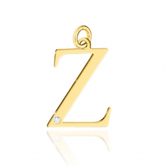 Złota zawieszka mała literka Z z brylantem 0,005ct ZBD069Z