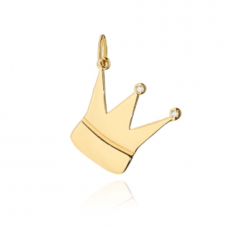 Złota zawieszka korona z brylantami 0,01ct ZBD502