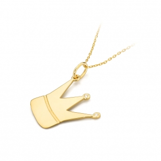 Złota zawieszka korona z brylantami 0,01ct ZBD502