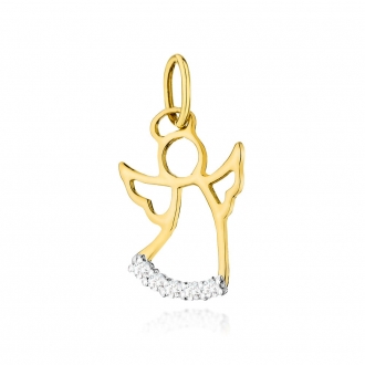 Złota zawieszka aniołek z brylantami 0,07ct ZBD504