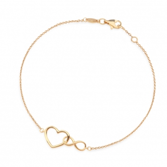 Złota bransoletka z sercem i znakiem nieskończoności