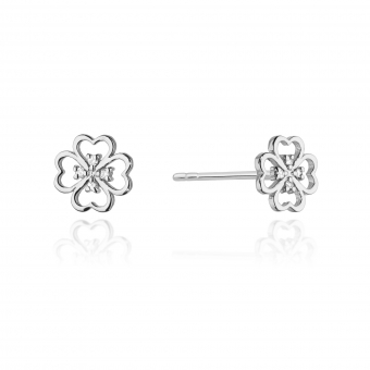 Kolczyki z białego złota  koniczynka z brylantami 0,04ct CKBD008/W