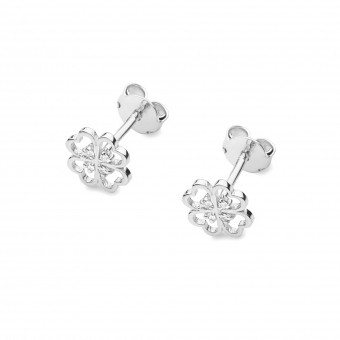 Kolczyki z białego złota  koniczynka z brylantami 0,04ct CKBD008/W