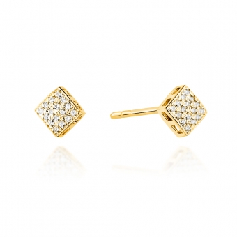 Złote kolczyki kwadraty z brylantami 0,16ct CKBD013