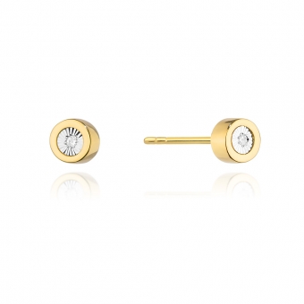 Złote kolczyki kółeczka z brylantami 0,03ct CKBD017