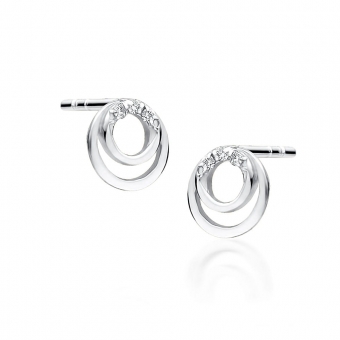 Kolczyki z białego złota kółeczka z brylantami 0,03ct CKBD033/W