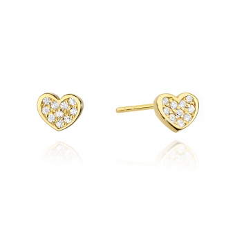 Złote kolczyki serce z brylantami 0,17ct KOBD021