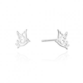Kolczyki z białego złota ptaki z brylantami 0,03ct KOBD023/W