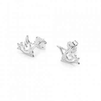 Kolczyki z białego złota ptaki z brylantami 0,03ct KOBD023/W
