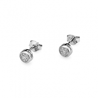 Kolczyki z białego złota kółeczka z brylantami 0,09ct KOBD041/W