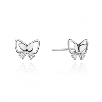 Kolczyki z białego złota kokardka z brylantami 0,08ct KOBD059/W