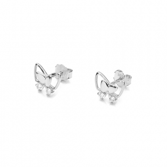 Kolczyki z białego złota kokardka z brylantami 0,08ct KOBD059/W
