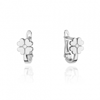 Kolczyki z białego złota koniczynka z brylantami 0,06ct KOBD060/W