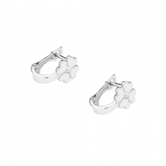 Kolczyki z białego złota koniczynka z brylantami 0,06ct KOBD060/W