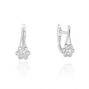 Kolczyki z białego złota kwiatuszek z brylantami 0,31ct KOBD062/W